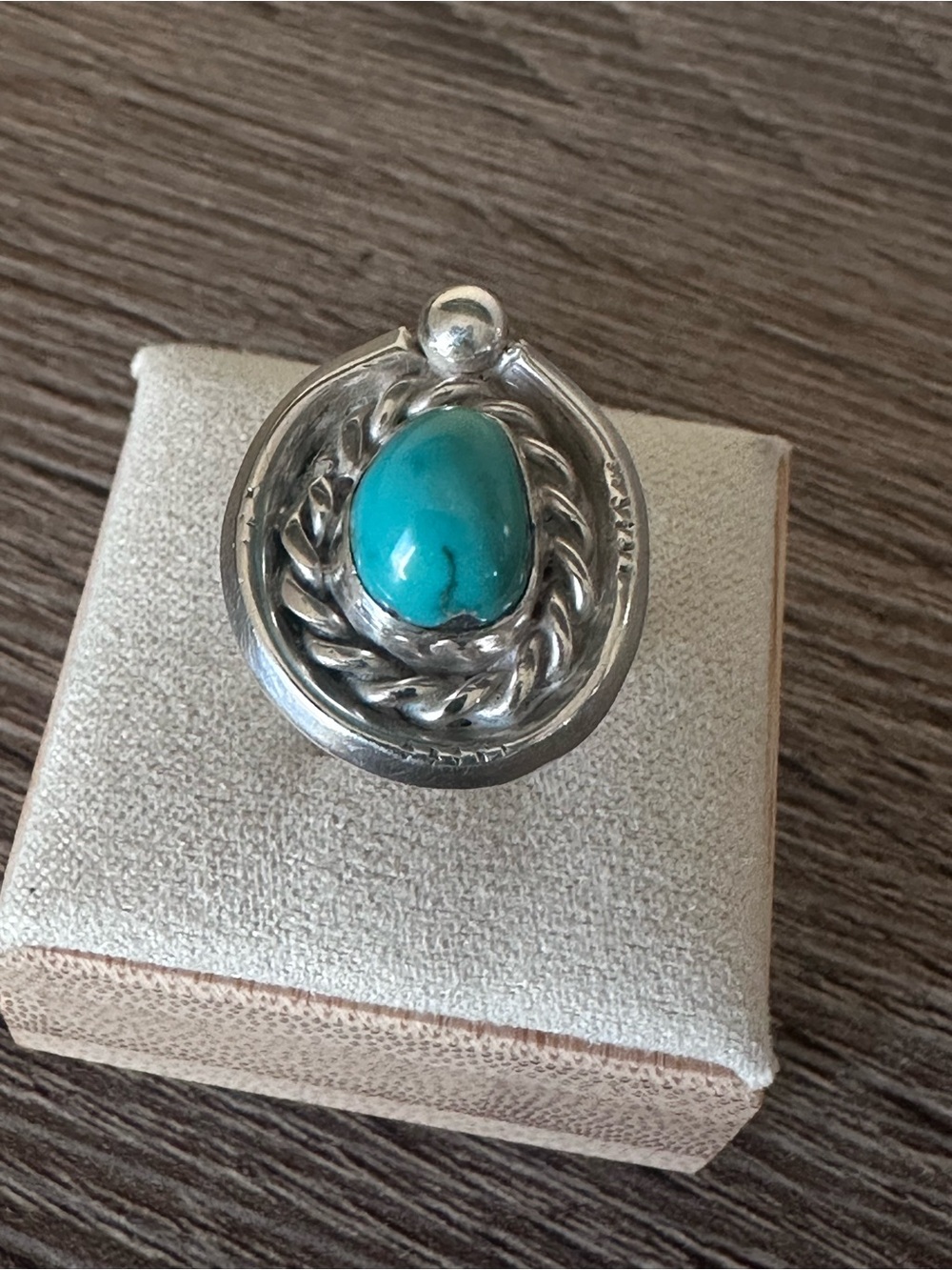 Vintage Native American Navajo Sterling Silver Turquoise Ring Size 4.5